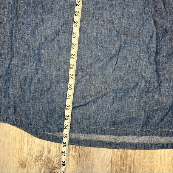 Madewell Denim Cold Shoulder Chambray Dress Blue Sz XL Linen Cotton Blend - Picture 6 of 9
